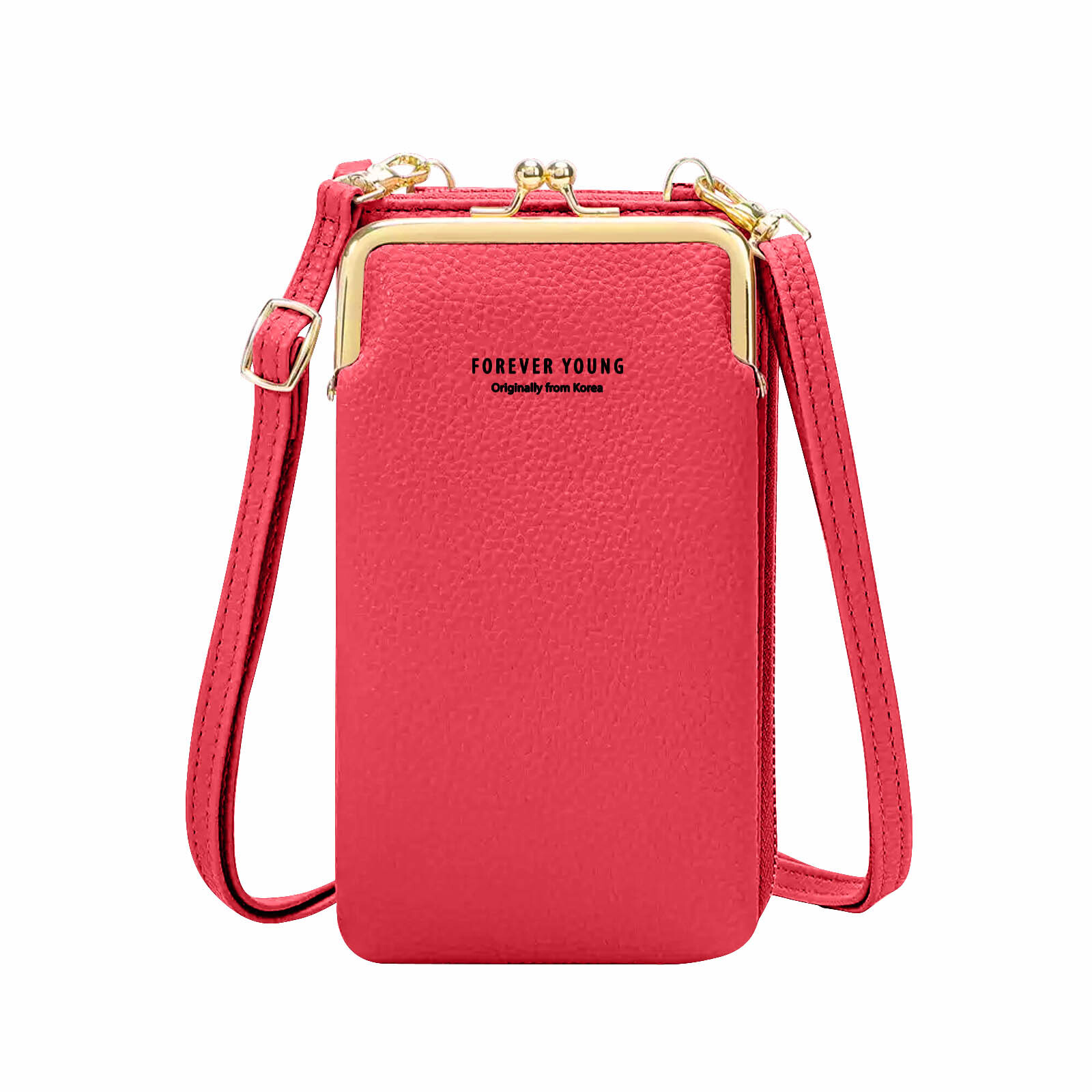 Cross-body faux leather phone bag with multiple compartments in pink  