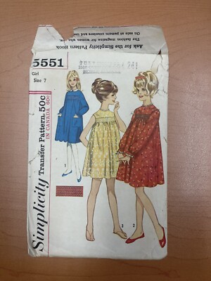 Simplicity Pattern 4551 Simplicity 5551 Pattern Dress Girls Size 7 Precut Vintage 1964 | eBay