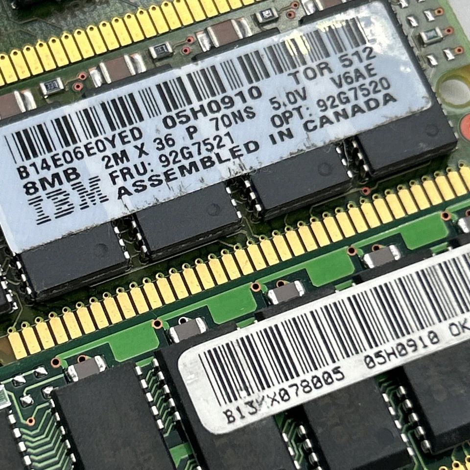 Memoria IBM FRU 92G7521 8 MB paridad 72 PIN PS2 SIMM 2mx36 92G7520 92G7202 05H0910 Foto 3 de 4