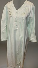 Miss Elaine Mint GRN Long Nightgown Loungewear Lace Embroidery XL Style 531102M
