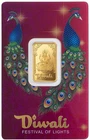 2024 Diwali Festival of Lights - Lakshmi & Peacocks 5g Pure Gold Bar. 9999 #0383