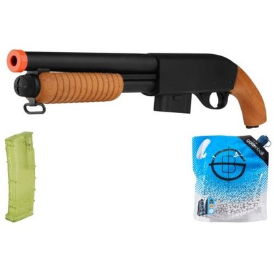 Atlas Custom Works 870 Pump Action Metal Airsoft Sawed-Off Shotgun Ammo Combo -