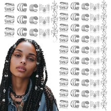 80 PCS Gold Dreadlock Beads Locs Accessories, Jewelry for Braids, Hair Silver