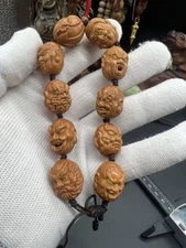 China Olive Dentoliva Hand Carved of the Eighteen Arhats Bracelet 橄榄核手工双面十八罗汉手串