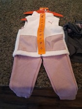 Puma Kids' 3-Piece Set With Vest Grey Pink Mauve Size 2T