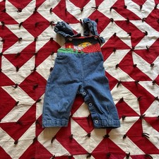 Vintage 1970s 80s Youth Patchwork Denim Overalls As Is