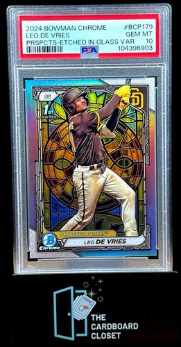 Leo De Vries [Etched in Glass Variation] #BCP-179 2024 Bowman Chrome Prospects card
