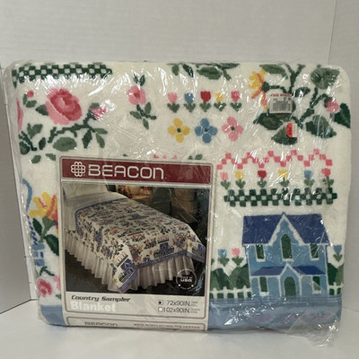 Beacon Country Sampler Floral Blanket 72x90in Multicolor Cottage/Granny Core