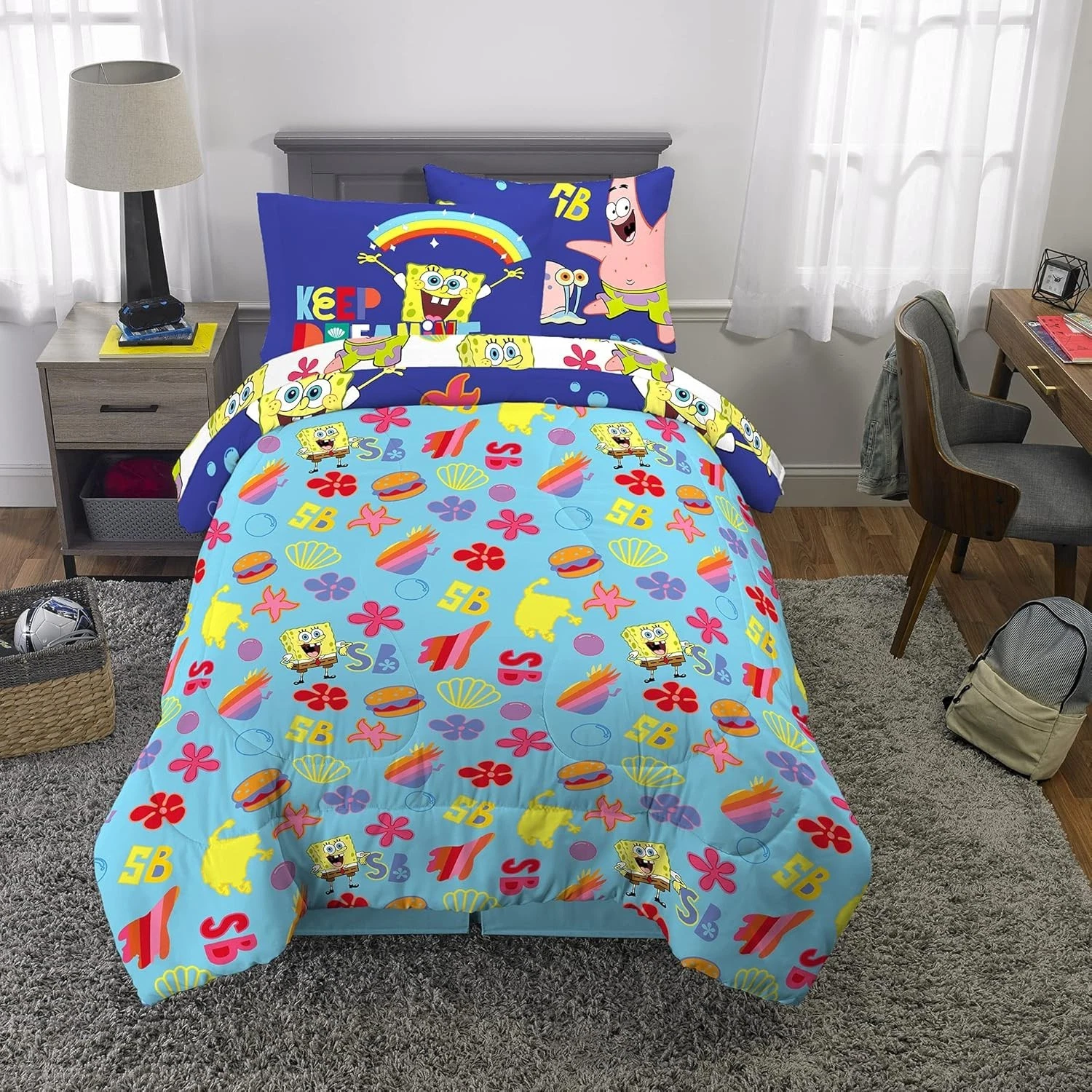 Reversible SpongeBob Comforter Twin Set