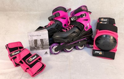 Rollerblade Kids Fury G Inline Skates, US 2-6 with Elbow Pads Gently Used