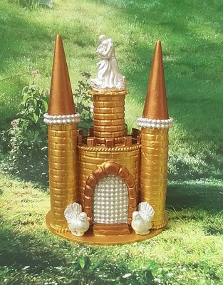 HANDGEMACHTE GOLD SCHLOSS HOCHZEITSTORTE TOPPER