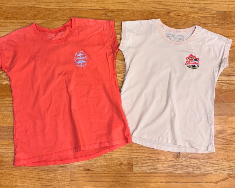 Lot of 2 PATAGONIA Youth Girls Graphic Tee Short Sleeves 12 (L)  16-18 (XXL)