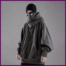 Embroidery Turtleneck Sweatshirt For Men Japanese Ninja Hoodies Autumn Hip