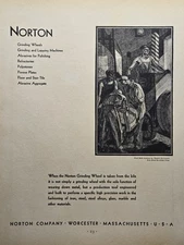 Norton Grinding Wheels Abrasives Howard McCormick Mill Engraving Print Ad 1930