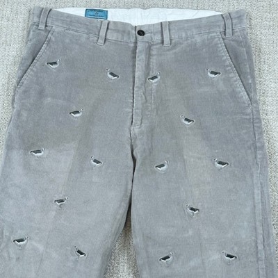 Castaway Nantucket Men 34 (Actual 36x30) Gray Embroidered Seagull Corduroy Pants