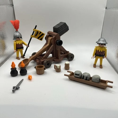 Vintage Geobra Playmobil 3653 Medieval Knights with Catapult Incomplete