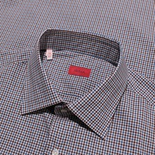Isaia NWT Dress Shirt Size 41 16 in Blue Plaid 100 Cotton Made In Italy