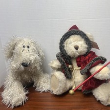 Vintage Russ Stuffed Dog And Bear Lot Curley And Father Christmas