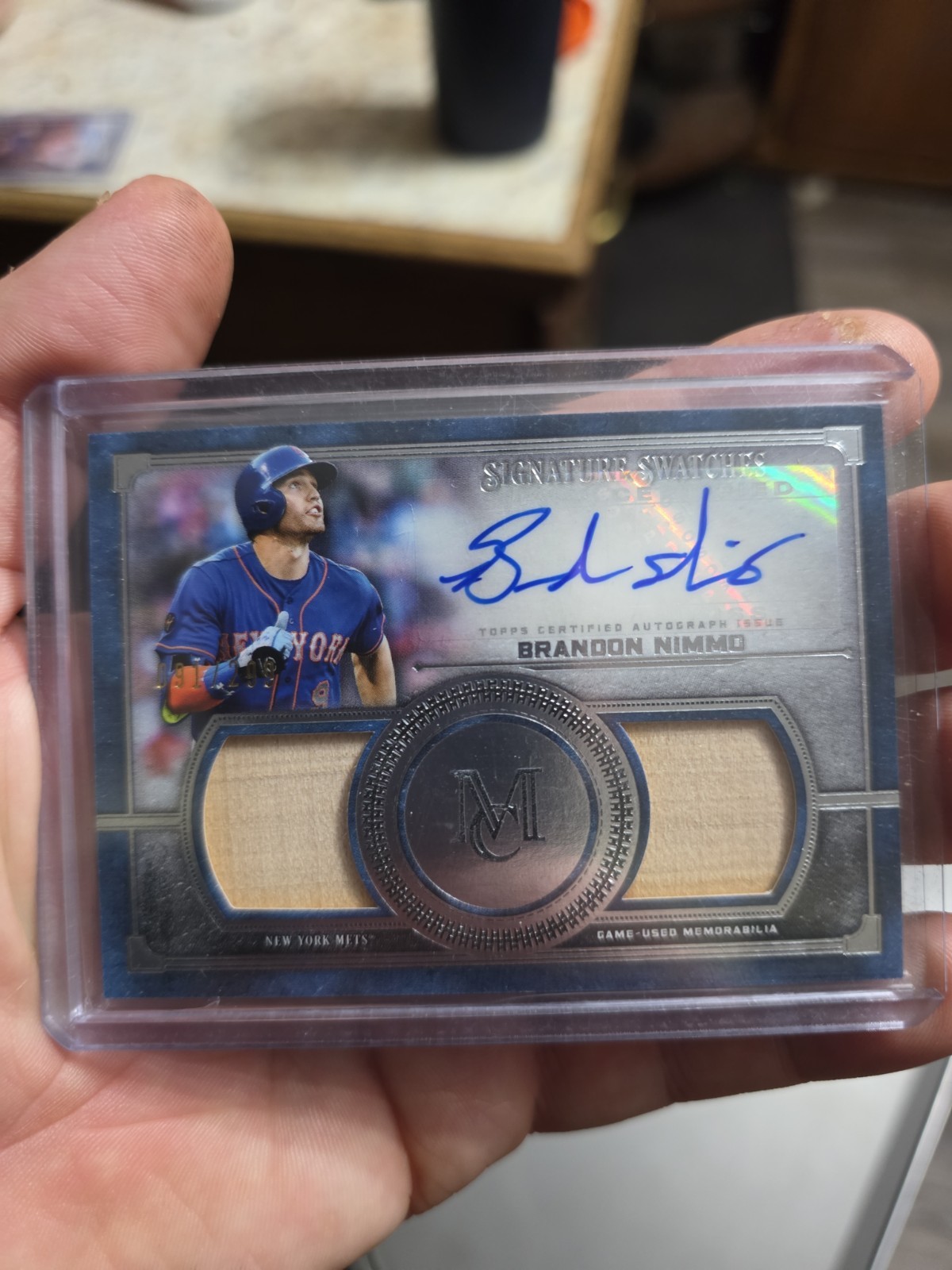 2019 Topps Museum Collection Brandon Nimmo Signature Swatches /299 SSDA-BN (B3)