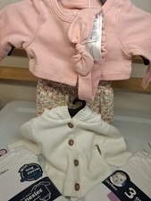 NWT Baby Girl Clothing Lot 6pc Gerber Onesies Knit Cardigan Floral Dress Preemie