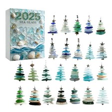 Sea Glass Advent Calendar 2025, 24 Days Christmas Countdown 2D Acrylic Ornaments