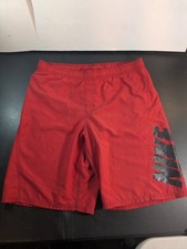 VTG 90's Y2K Nike Swim Trunks Mens Large Red Board Shorts Mesh Lined Swoosh Logo