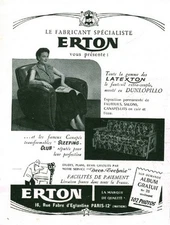 Publicité ancienne fauteuil Erton issue de magazine 1954