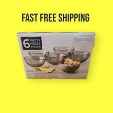 Fortessa Jupiter Glass Bowl, 6-Piece Set Gray Bowls FAST FREE SHIPPING