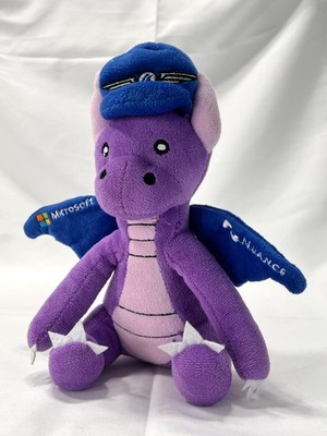 MICROSOFT x NUANCE 8'' Tall DAX THE COPILOT Purple Dragon Blue Hat Stuffed Animal