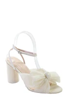 Loeffler Randall Womens Camellia Pleated Bow Heel with Ankle Strap - Pearl Size