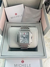 New Michele Deco Diamond MOP Dial Chronograph MW06P01A1046 Ladies 33mm Watch