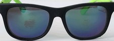 Vintage Cool-Ray Sunglasses Neon Green Pattern Arms Blue Mirror Lenses 90s