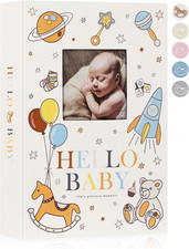 Baby Photo Album 4X6 300 Pockets, Linen Newborn Bebe Ultrasound Photo Album with