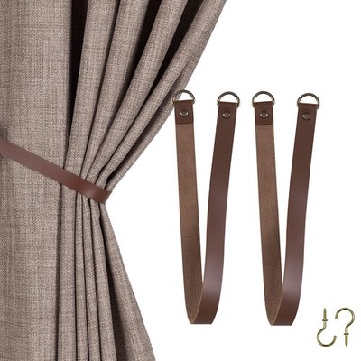 Home Queen Leather Curtain Tie Backs Attach to Wall, Outdoor Drape Chocolate