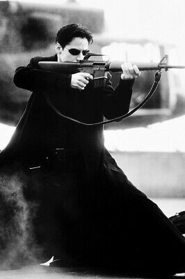 KEANU REEVES B&W THE MATRIX FIRING GUN 24X36 POSTER