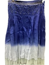 Vintage Y2K Candies Tye-Dyed Three Layer Boho baby blue dark blue Skirt MIDI S12