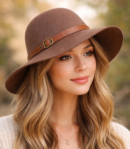 Hat Attack Brown Wool Felt Hat Women's Size 7 Fedora Crusher Packable Brown
