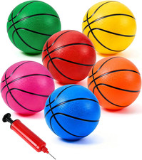 6 Pack Mini Basketball Set with Pump,6 Inch Inflatable Balls