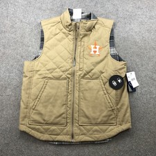 Houston Astros Vest Mens Medium Tan Plaid Reversible MLB Baseball Darius Rucker
