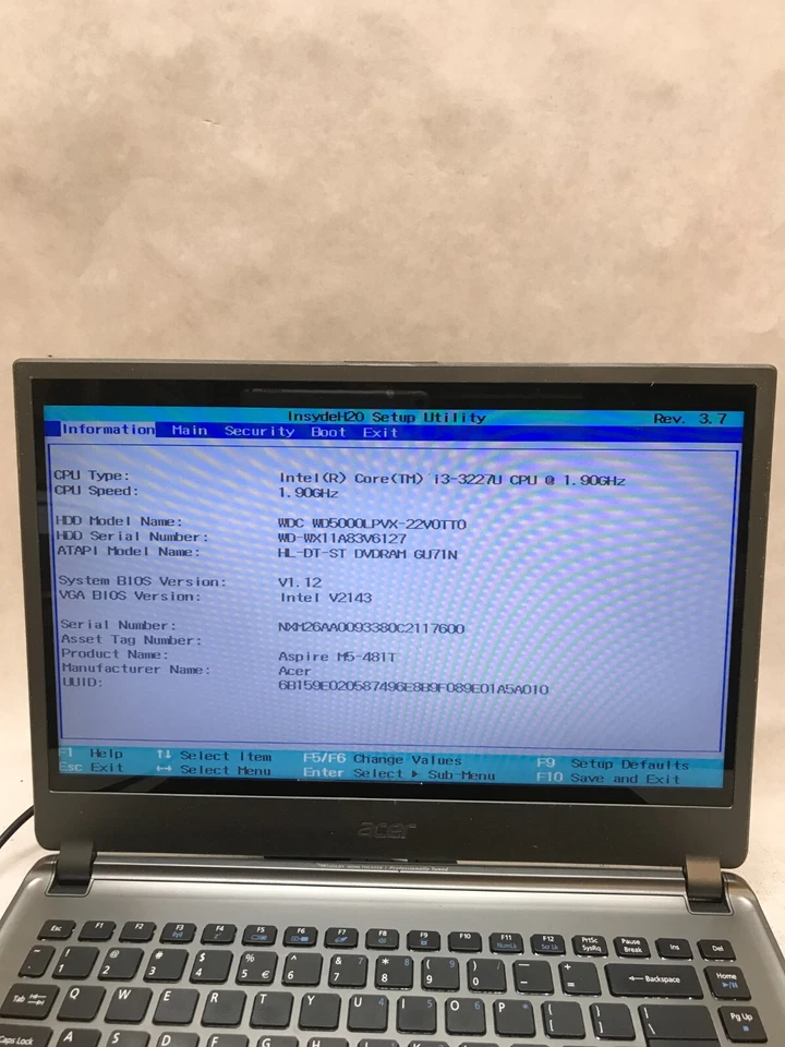 Acer Aspire M5-481T 15" Laptop Intel Core i3-3227U 1.9GHz 6GB RAM NO HDD/OS - DW - Image 2 of 4