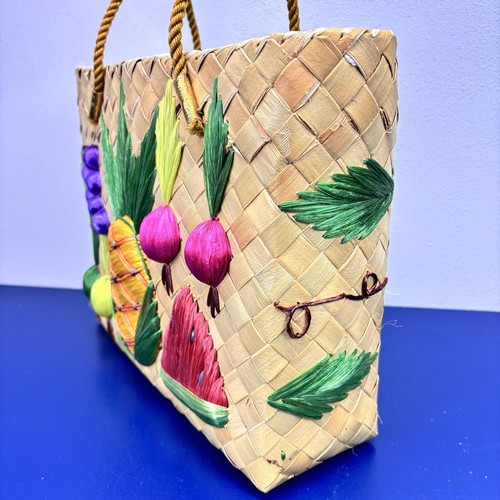 Basketweave Purse Tote by Cabana Philippines Pineapple Beach Summer Bag Lined - Picture 6 of 15