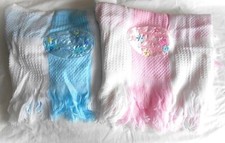 Baby Shawl, Embroidered, 120cm x 120cm, White with Pink or Blue