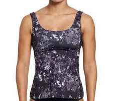 NIKE Women's Earth Dye Scoop Neck Tankini Top  Small Black  NESSD343
