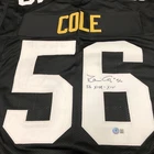 Robin Cole Signed Custom Steelers Football Jersey AUTO BAS sticker XL