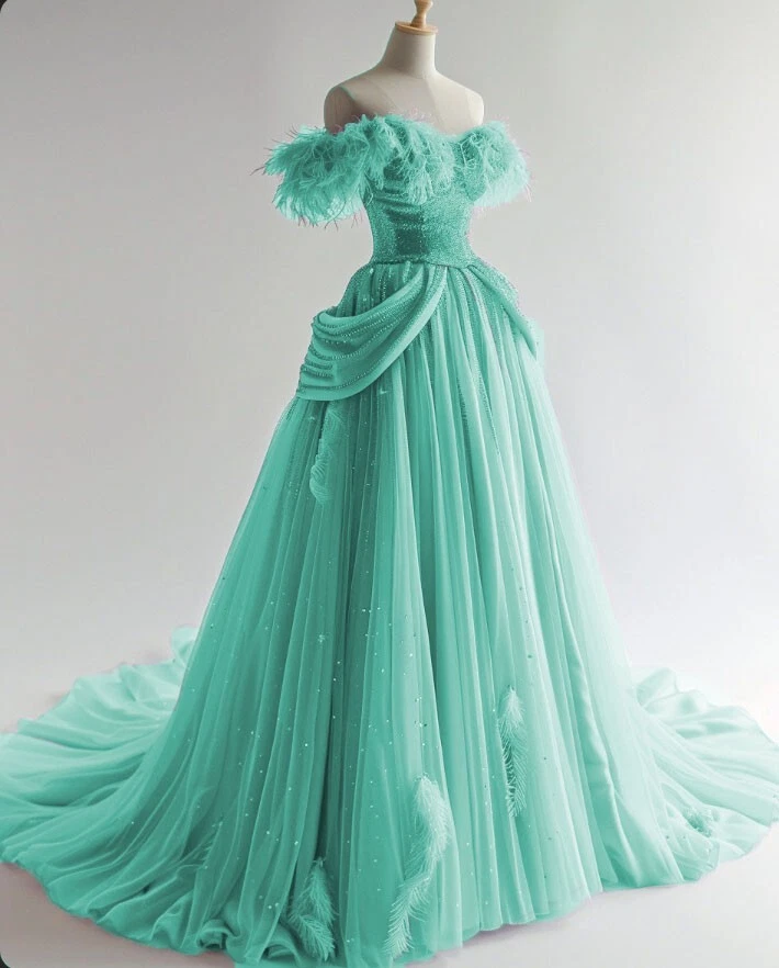 green velvet dress white christmas Green/Blue /Burgundy Prom Dress Ball Gown Vintage Formal Colorful Lace –  Siaoryne main image 0
