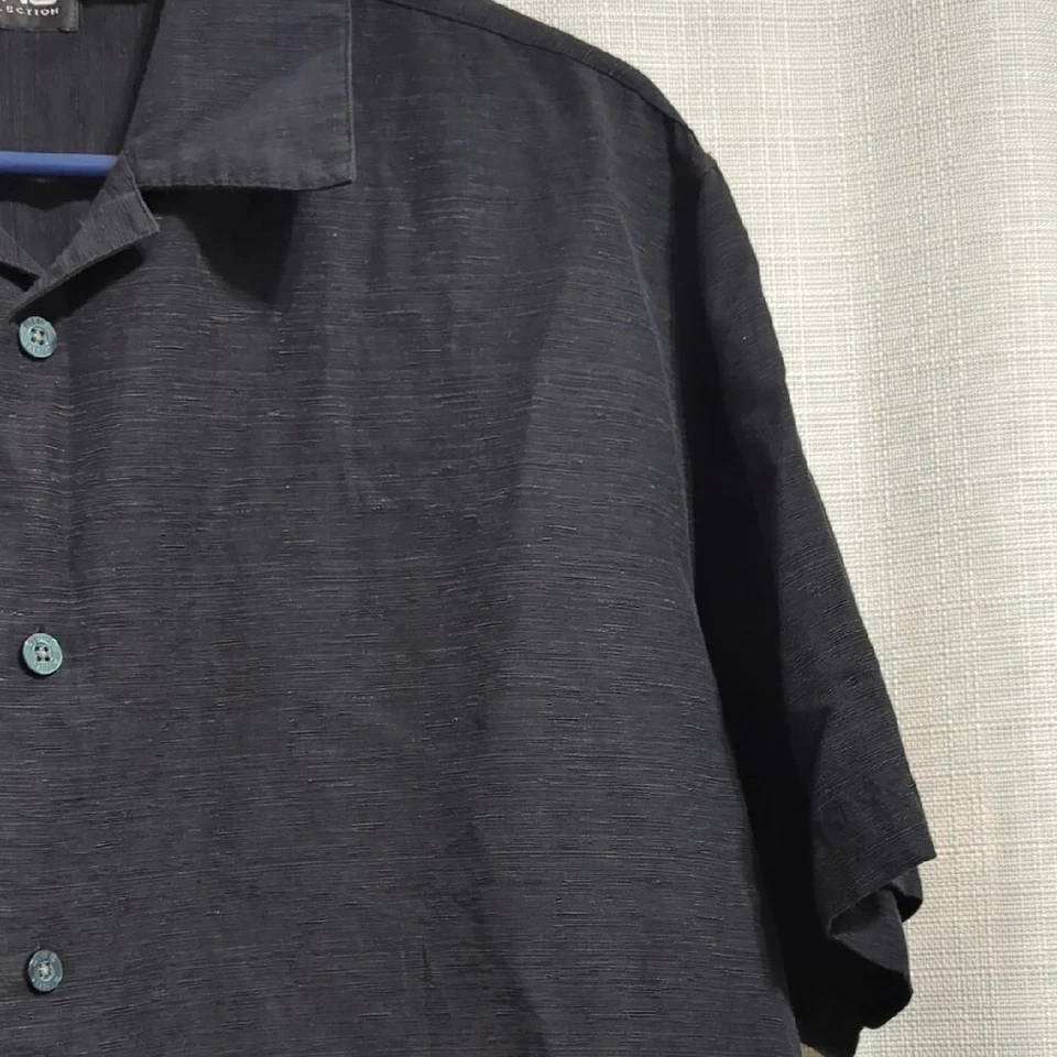 PING Collection Men's Shirt XL Black Silk Cotton Button Down Collared - Image 3 of 4