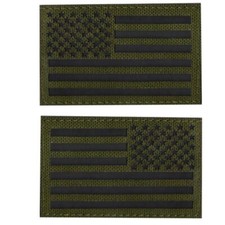 Reflective IR US AMERICAN FLAG REVERSE LEFT RIGHT HOOK LOOP 2 PATCHES FOREST K
