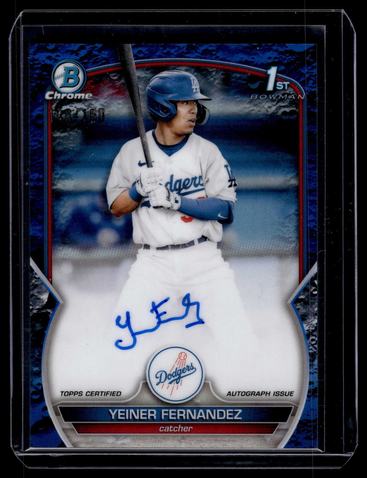 Yeiner Fernandez 2023 Bowman Chrome Blue Lunar Refractor Auto Card /150 #CPA-YF