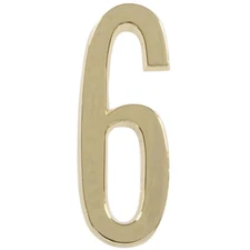 The Hillman Group Distinctions 4 Inch Brass-Plated Address Number 6