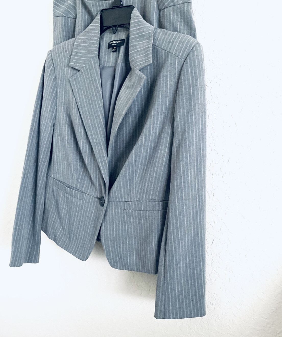 VTG Rafaella Studio Suit 2 Piece Skirt Set Gray Stripe Lined Women 8P Career 90s